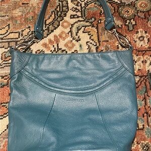 Teal Stone & Co Slouchy Pebbled Leather Shoulder Handbag Purse Boho Chic Color